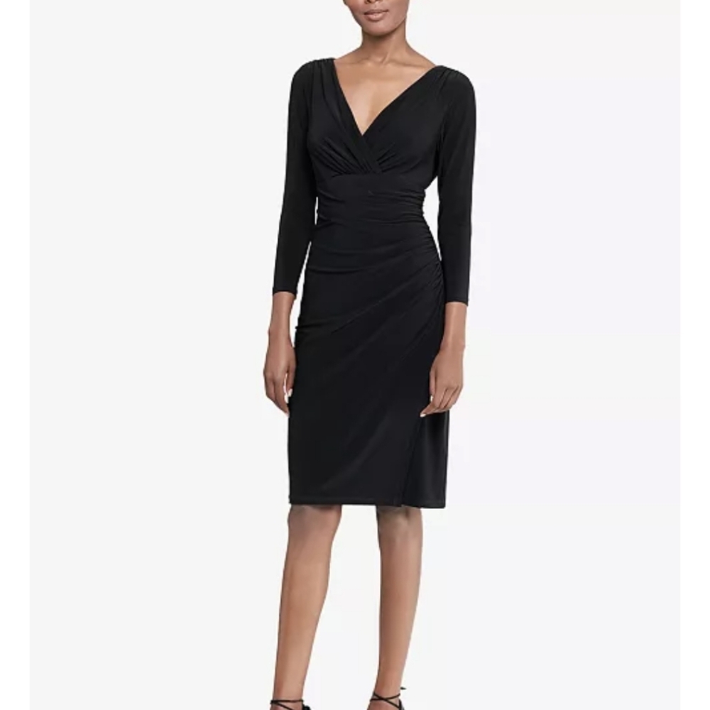 Lauren Ralph Lauren Long Sleeve Faux Wrap Sheath Dress Size 8